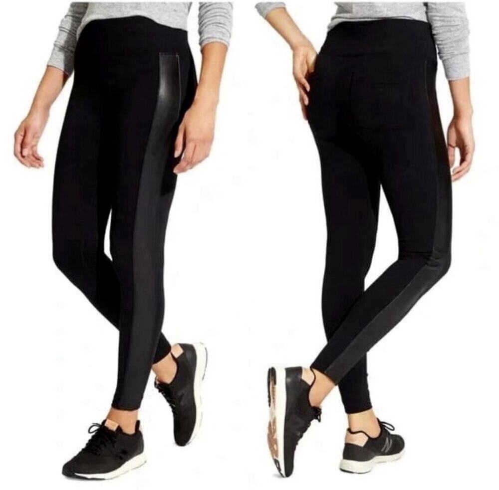 Athleta Tux Metro Leggings Women’s Size 1X Black Pull On Ankle Faux Leather